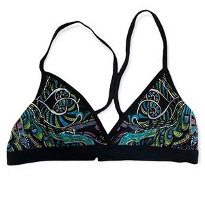 Athleta Blue and Black Paisley Triangle Bikini Top Size Medium